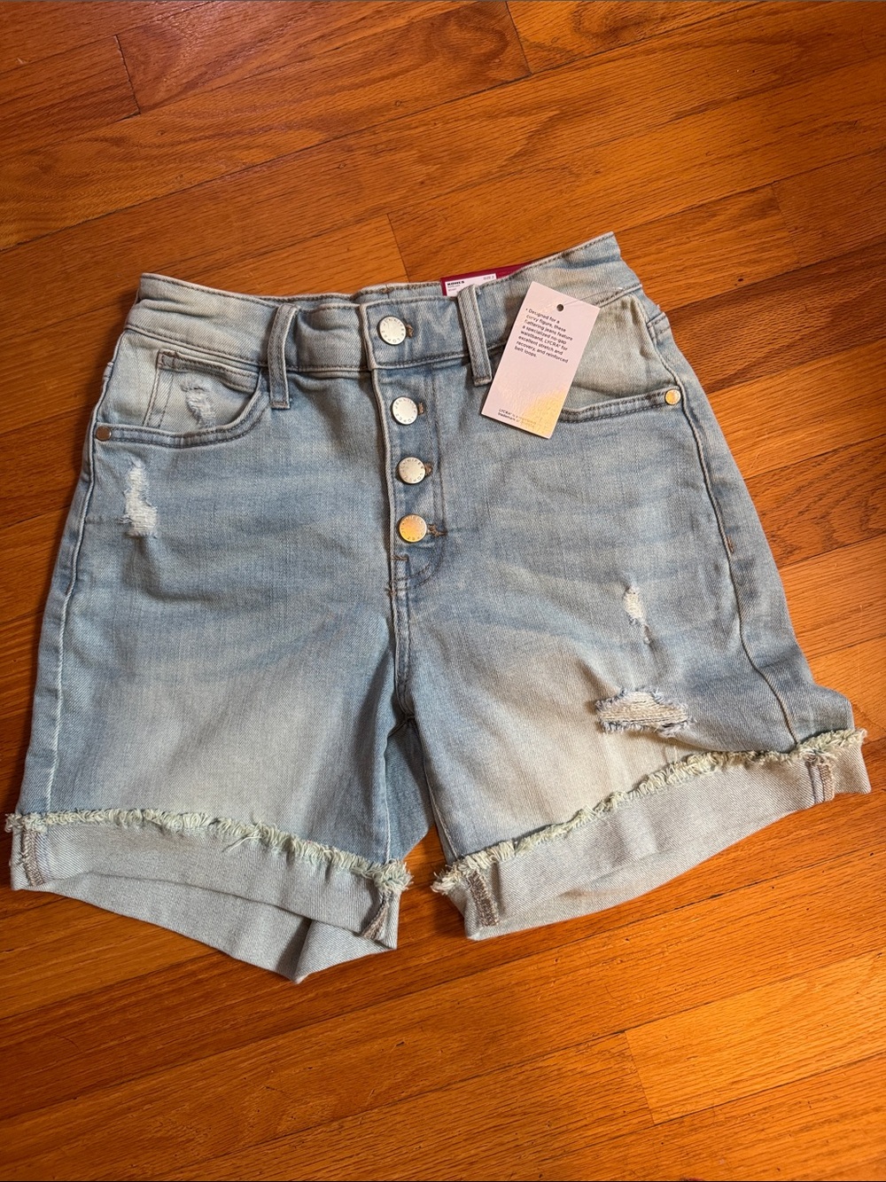 Jennifer Lopez Light Blue Distressed Denim Jean Shorts